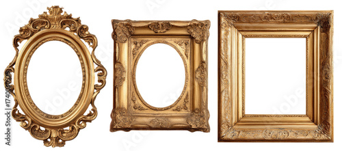 Three ornate gold picture frames (3)