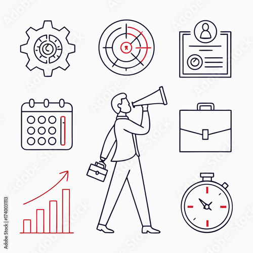 Businessman leading strategic plan