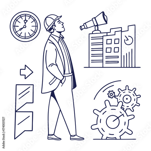 Businessman looking ahead illustration