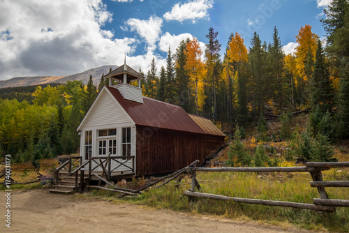 old wooden church in autumn