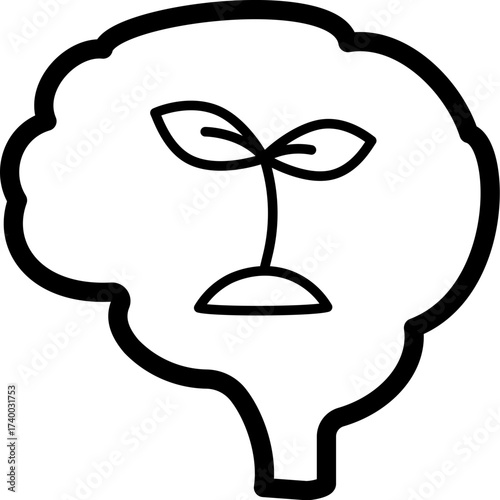 Brain with sprout – creativity and mental growth