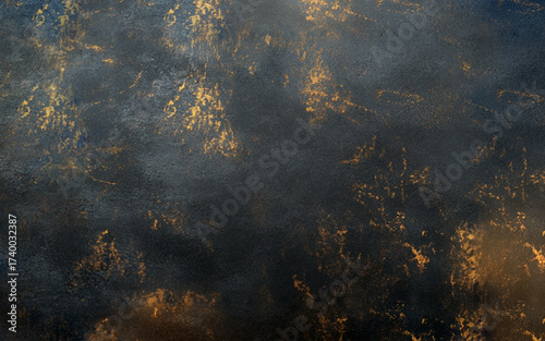 
High resolution. Luxury abstract fluid art painting in alcohol ink technique, mixture of black, gray and gold paints. Imitation of marble stone cut, glowing golden veins. Tender and dreamy design.