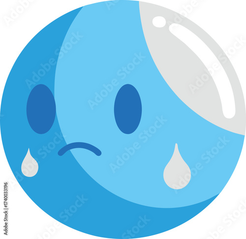 Crying Ball on White Background Illustration