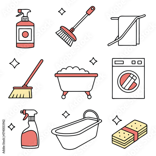 Cleaning and laundry icons