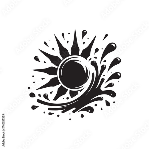 Vibrant Sun Splash Vector Logo Illustration Capturing Energy and Flow