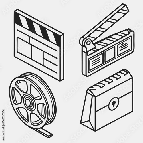 Film production isometric icons