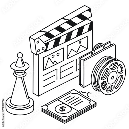 Film production isometric illustration