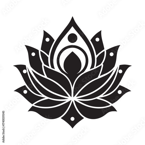 Lotus Flower Icon Decorative Silhouette Artwork