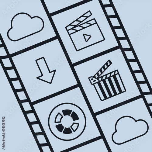 Film strip media icons graphic design