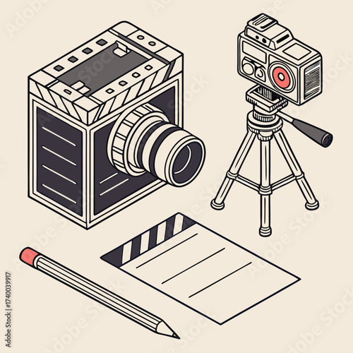 Filmmaking tools isometric illustration