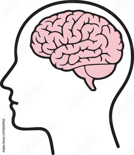 brain icon black head pink neuro icon isolate white brackground