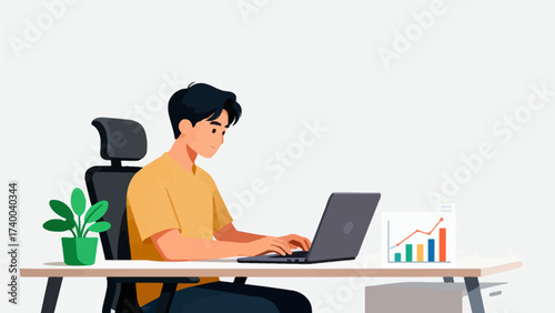 Man working on laptop at desk