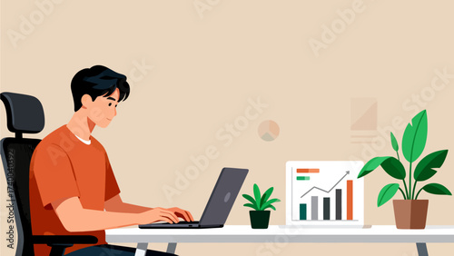Man working on laptop at desk