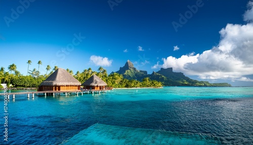 the beautiful sea and resort in moorae island at tahiti papeete french polynesia