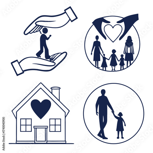 Family protection and safety illustrations