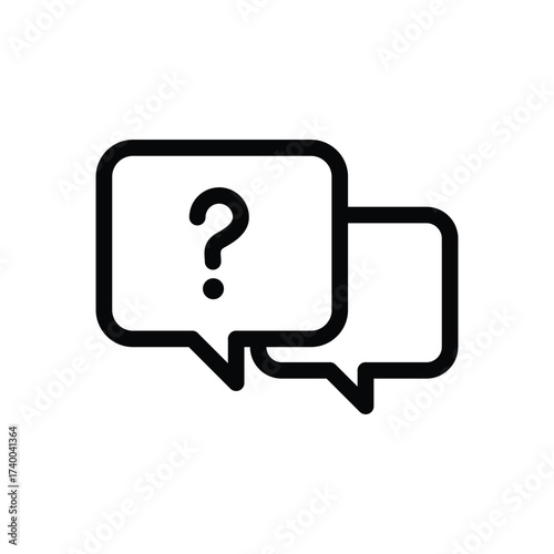 square buble chat with question mark outline icon vector design good for web or mobile app