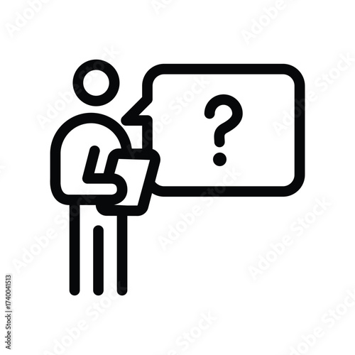 Question Mark in Human holding clipboard outline icon vector design good for web or mobile app