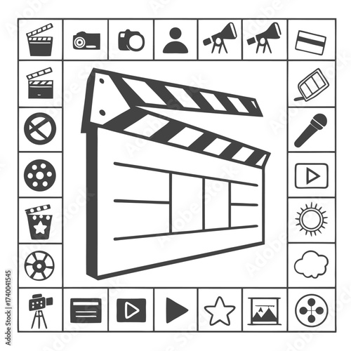 Film movie clapperboard icon graphic design