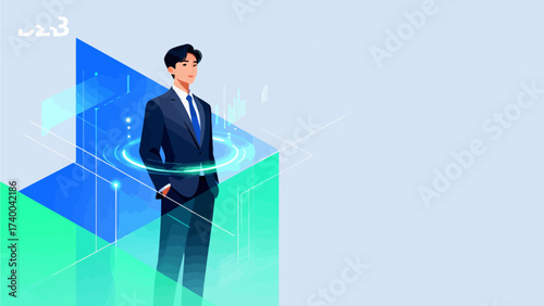 Man in suit with digital interface