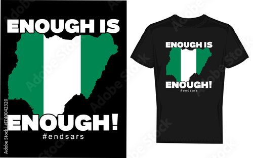 Nigeria flag silhouette with endsars and anti police brutality message demonstrating unity and protest