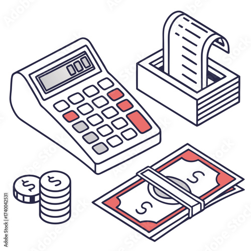 Financial illustration isometric calculator