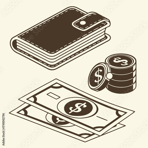 Financial items illustration