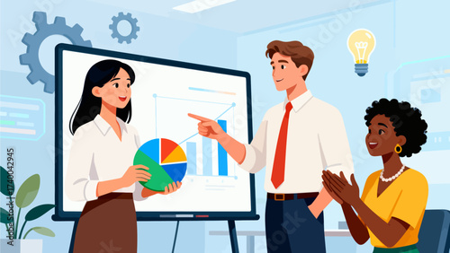 Business team presenting data charts