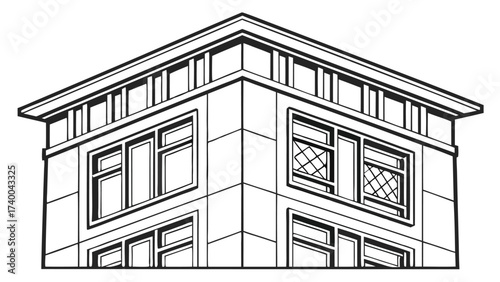 Corner building architectural drawing