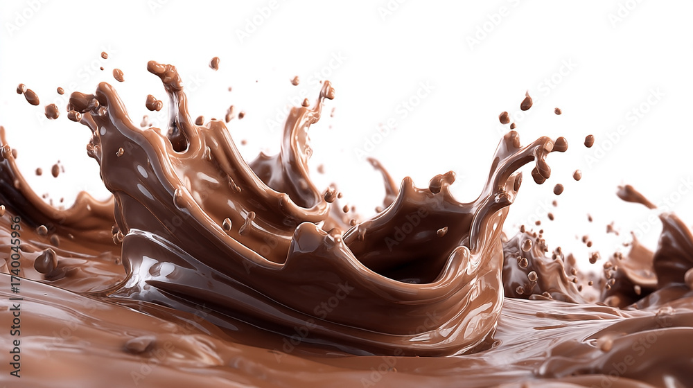 Fototapeta premium Swirling dark chocolate flows gracefully in a smooth wave.