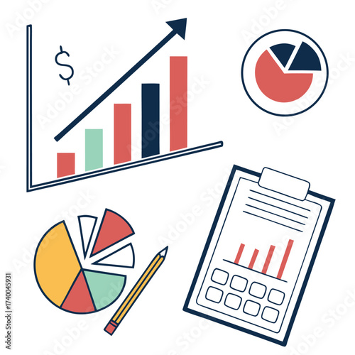 Colorful financial data graphics
