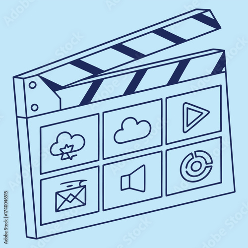 Digital media clapperboard illustration
