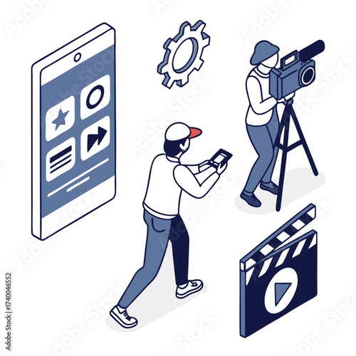 Digital media creation people using technology