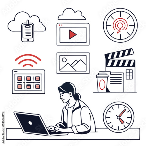 Digital media production illustration