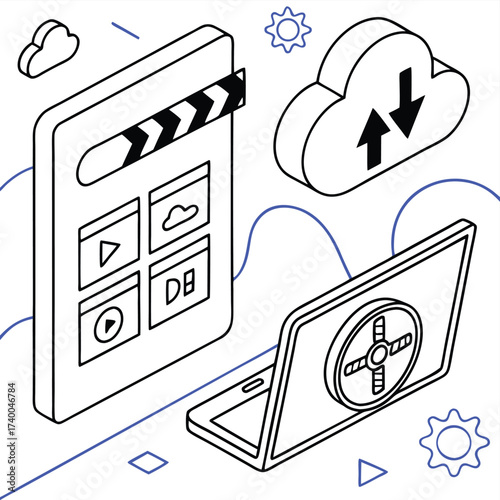 Digital media production technology illustration