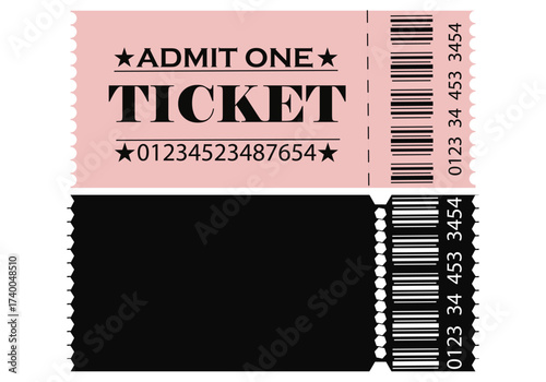 Pink admits one ticket with a barcode and a stub