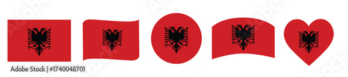 “High-quality vector set of Albania national flags in various styles and formats.”