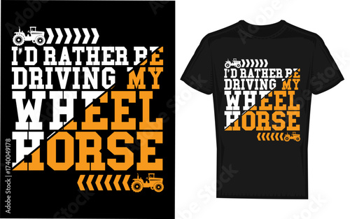 Farmer driving a vintage wheel horse tractor in a stylized silhouette evoking agricultural heritage and rural life