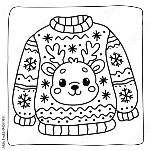 Cute Bold and Easy Christmas Coloring Pages, Cute Christmas Bold and Easy Coloring Pages, Line Art, Vectors Illustration, Black and White, 8.5x8.5" inches Design, Christmas Coloring Pages, vector art
