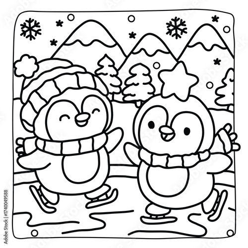 Cute Bold and Easy Christmas Coloring Pages, Cute Christmas Bold and Easy Coloring Pages, Line Art, Vectors Illustration, Black and White, 8.5x8.5" inches Design, Christmas Coloring Pages, vector art

