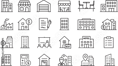 Buildings and Real Estate Icons vector 