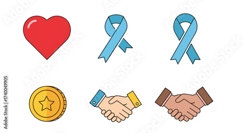 Charity Support Kindness and Donation Symbols