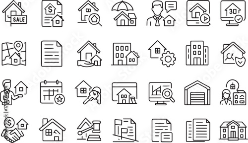 Real Estate Icons Set Property House Sale and More