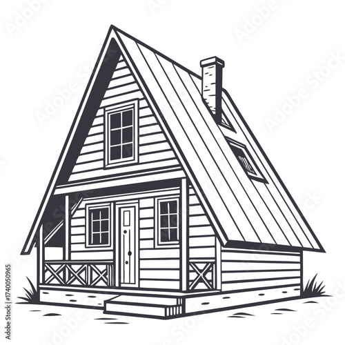 A charming aframe cabin stands proudly, its steep roof reaching towards the sky, a cozy haven nestled amidst natures embrace, promising warmth and shelter