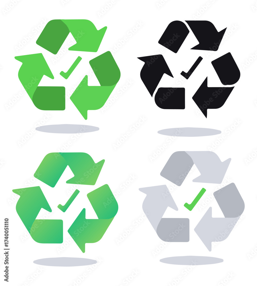 Fototapeta premium Recycling Symbol Icon Set – Approved Eco-Friendly Indicators for Sustainability and Waste Management