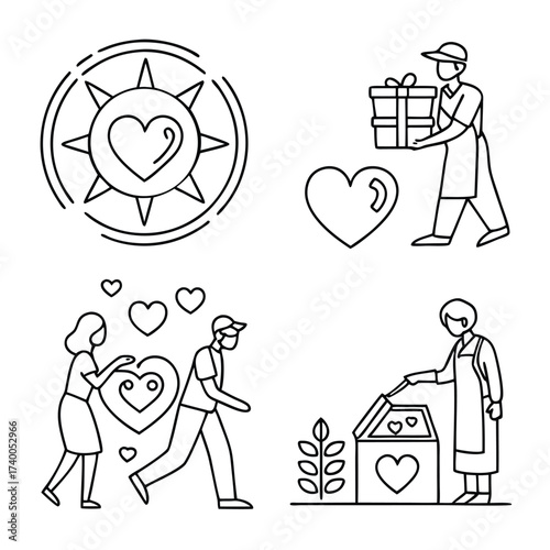 Giving sharing line illustrations