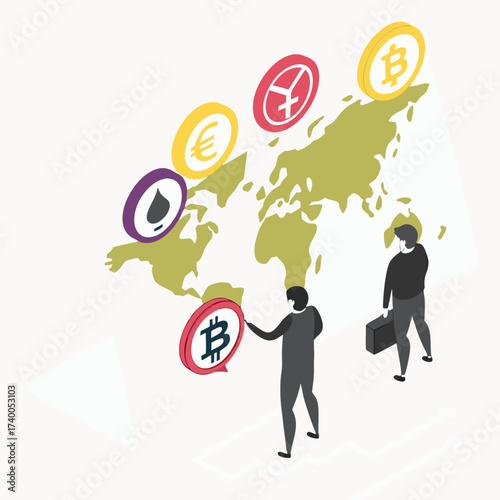 Global business people analyzing currency