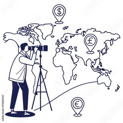 Global business photography world map illustration