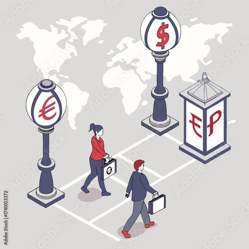 Global currency exchange illustration