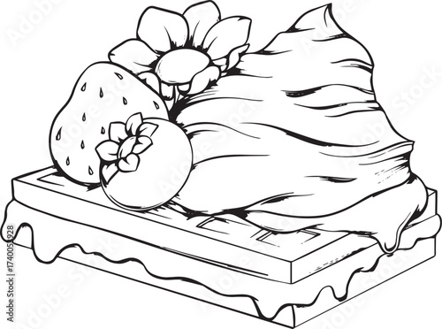 Vector illustration of a composition of sweets and flowers