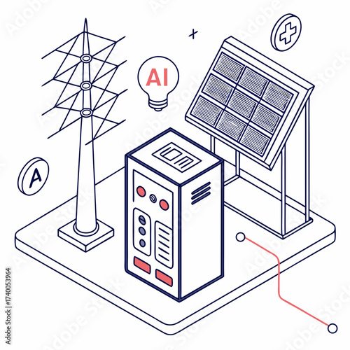 Smart energy grid with solar power and artificial intelligence control system for efficient power distribution and management